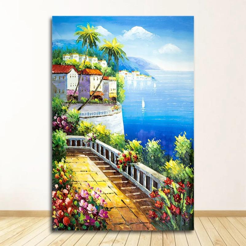 

Холст Настенная картина для декора гостиной Плакат и принты Абстрактная картина маслом средиземноморского сада и сада на 30x45cm No Frame