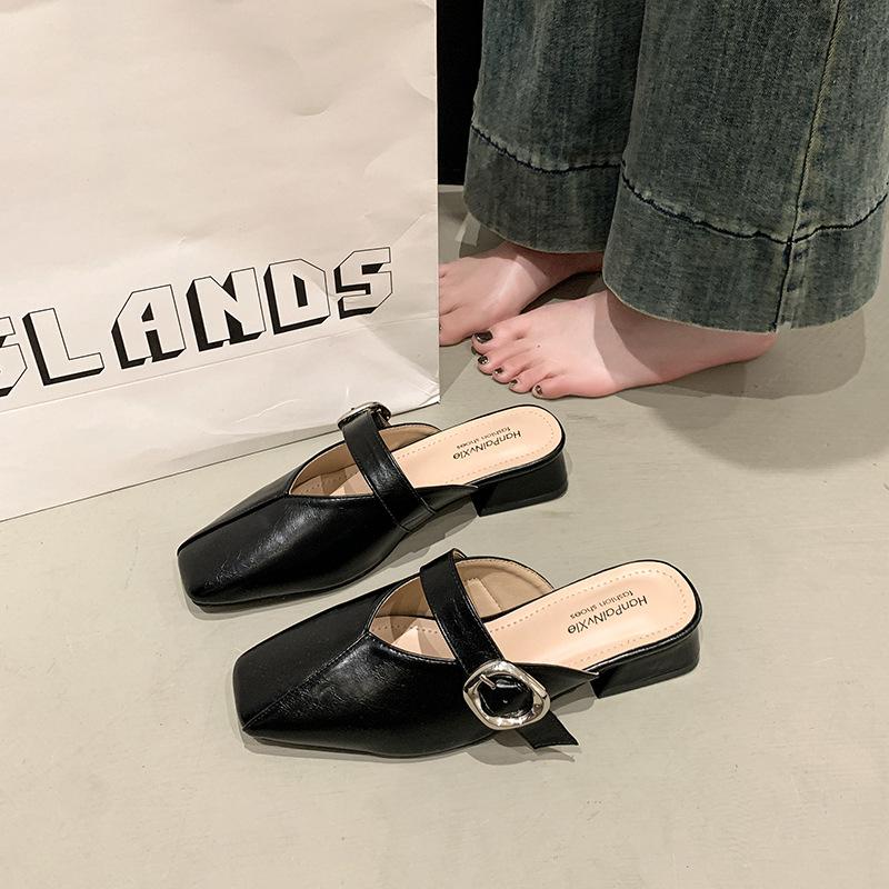 French Shoes Mary Jane Flip-flops with A Toe Cap Are Elegant and Cool for Spring and Summer