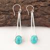 Oval Blue Turquoise Stone Hook Drop Dangle Earrings Jewelry 925 Sterling Silver EE-136-33