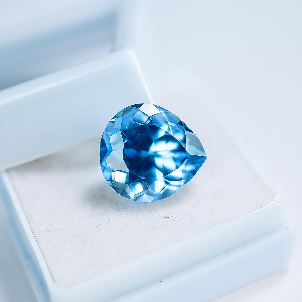 High Quality Natural Blue Aquamarine Pear Cut 12.89 Ct Certified Loose Gemstone