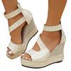 Fashion 2025 New Ladies Shoes Back Zipper Women's Sandals Fashion Printing Summer Open Toe Plus Size Best Seller Wedge Sandals Zapatos