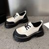 Platform Loafers Women's 2025 Spring New Leather Women's Shoes British Style Small Leather Shoes Muffin Versatile Thick Heel Single Shoes