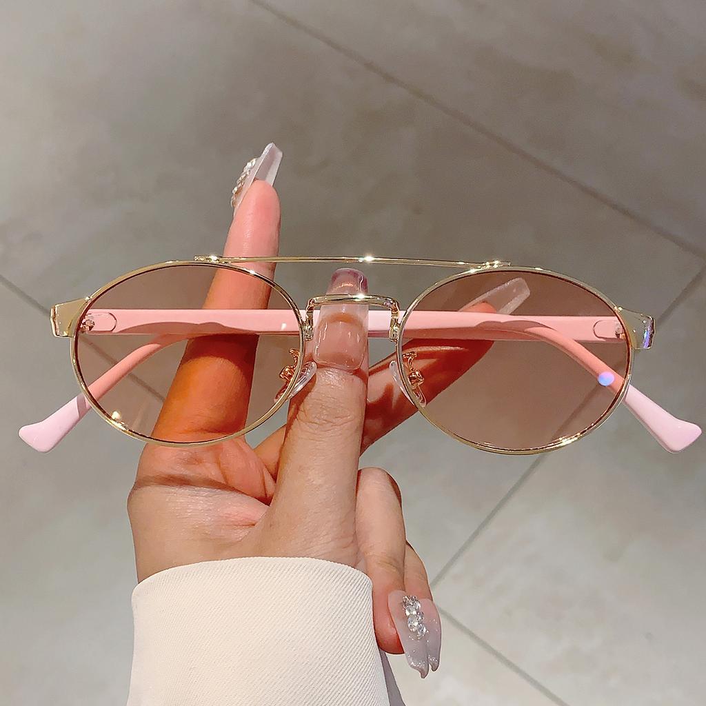 Ins Brand Oval Shades Fashion Candy Color Decor Ladies Sunglasses High Quality Pink Trends Sunglasses for Hiking Beach