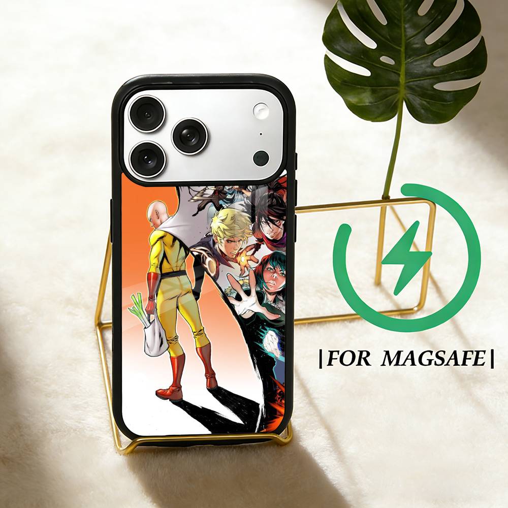 Anime O-One P-Punch Man Phone Case For iPhone 17,16,15,14,13,12,Plus,Pro,Max for Magsafe Magnetic Wireless Charging
