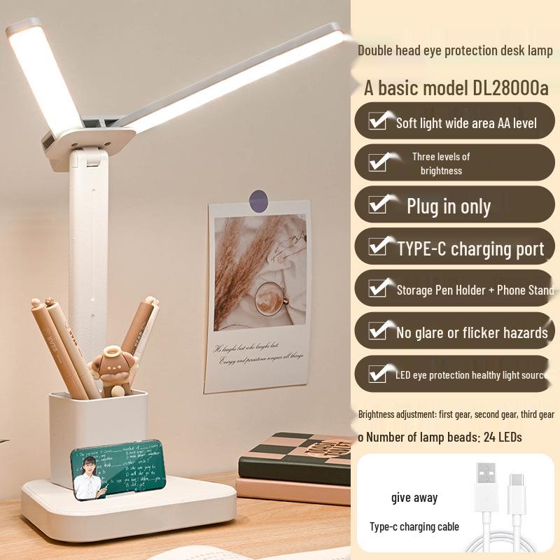 

Светодиодная многофункциональная настольная лампа: Перезаряжаемый и подключаемый, Ночник, Подставка для ручек, Лампа для учебы и чтения