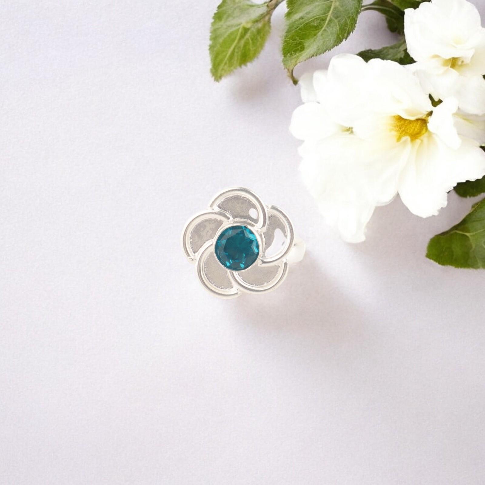

Apatite Faceted Gemstone Ring 925 Fine Silver Handmade Jewelry For Anniversary RR-51-10 13