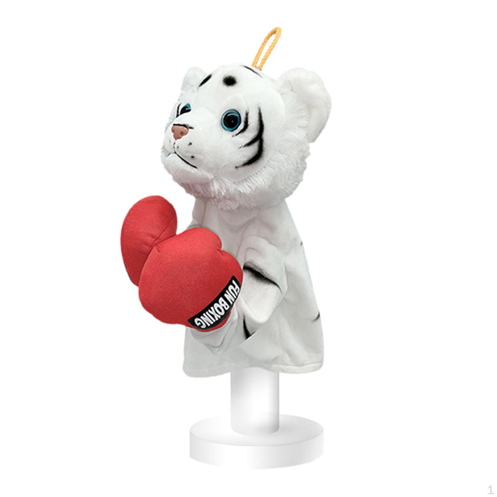 Animal Hand Puppets ,Plush Doll Boxing Action with Voice, Plush Stuffed Animals Puppet white tiger