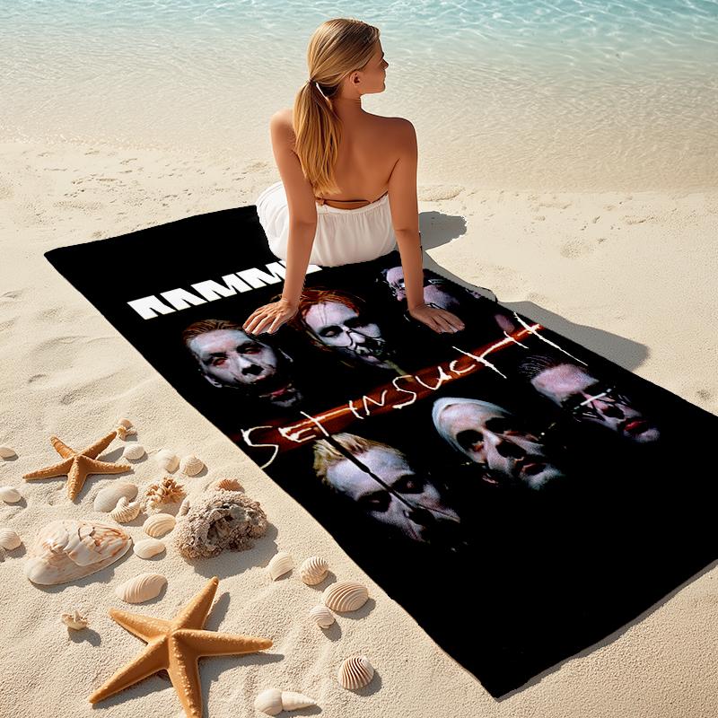 1pc Rammstein3 Beach Towel, Comfortable and Thick, and Swimming/Bath/Picnic/Camping Towel, Suitable for Seaside Beaches