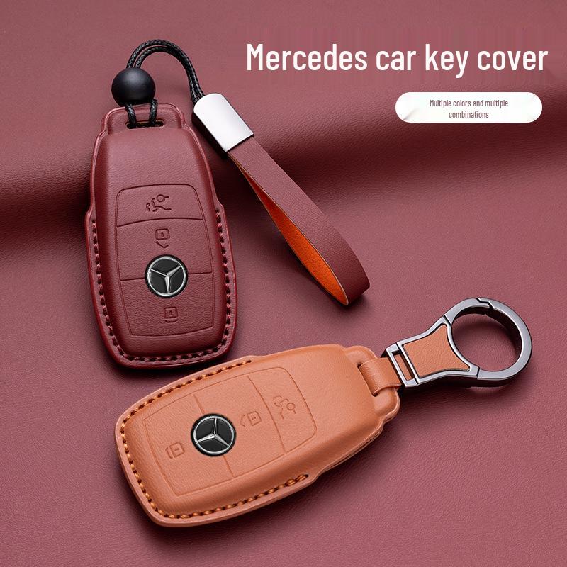 Mercedes-Benz Original Color Nappa Leather Key Case for GLE, GLAC200L, C260L, E300L, E-Class, S-Class, and C-Class.