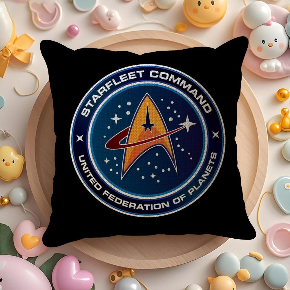 Star T-Trek Ship Movie Cushion Cover Linen Organic Fabric Double-Sided Printing Breathable Pillow Case Sofa Home Decor Gift