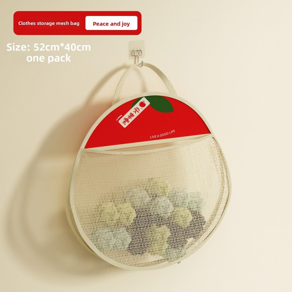 Kitchen Wallmounted Trash Bag Organizer With Polyester Mesh For Home Storage