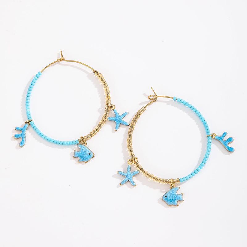 Colorful Starfish Pendant Ear Hoops: Sweet, Lovely Fashion Design