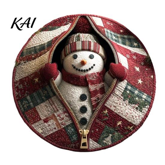 Indoor Christmas Rug 3D Round Rug, Optical Illusion Santa Claus Area 39 Holiday Decorative Inch Quilted-Like Floor Mat for Living Room Bedroom