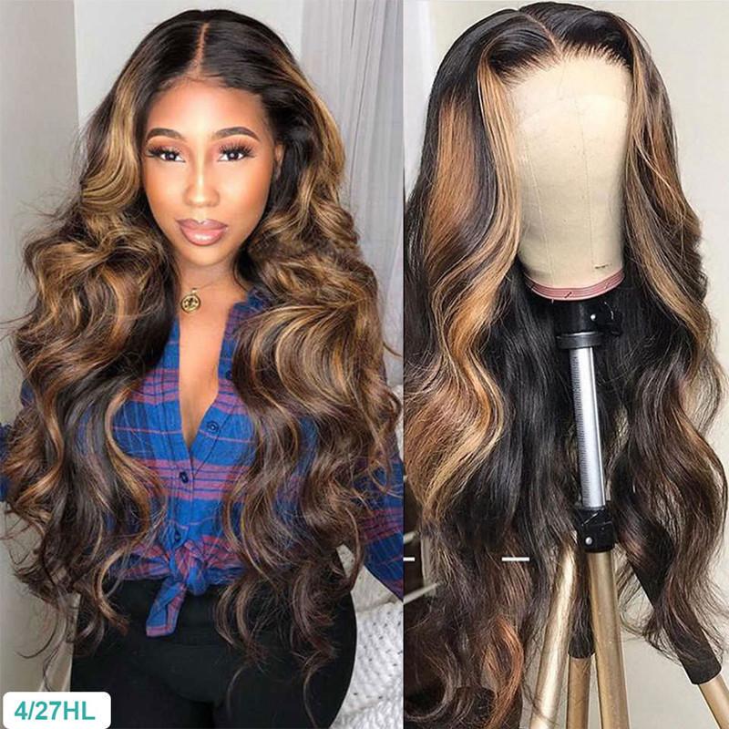 European American Wig Dyed Gradient Gold Long Curly Hair High-temperature Silk Synthetic Headband