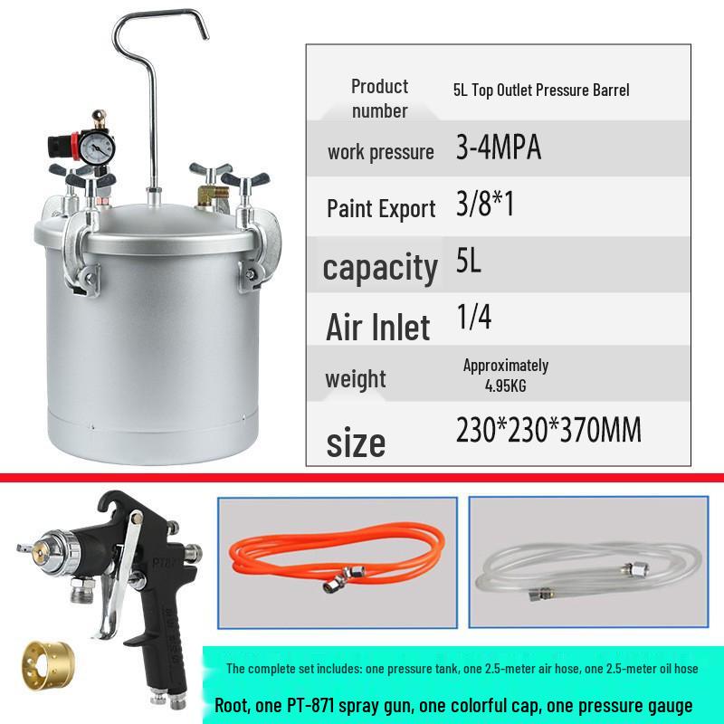 2L/5L/10L Colorful Real Stone Paint Spray Gun Pressure Pot Set