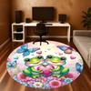 1PC Frogs Flowers Butterflies Round Chair Mat Area Rug - Non-Slip, Floor Mat for Office, Bedroom, Home Decor Christmas Gift C0528015