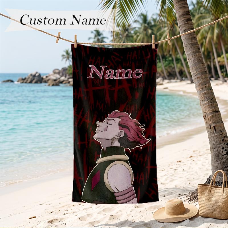 Hisoka Custom Name Printed Beach Towel Personalized Soft Towel For Swimming Beach Travel