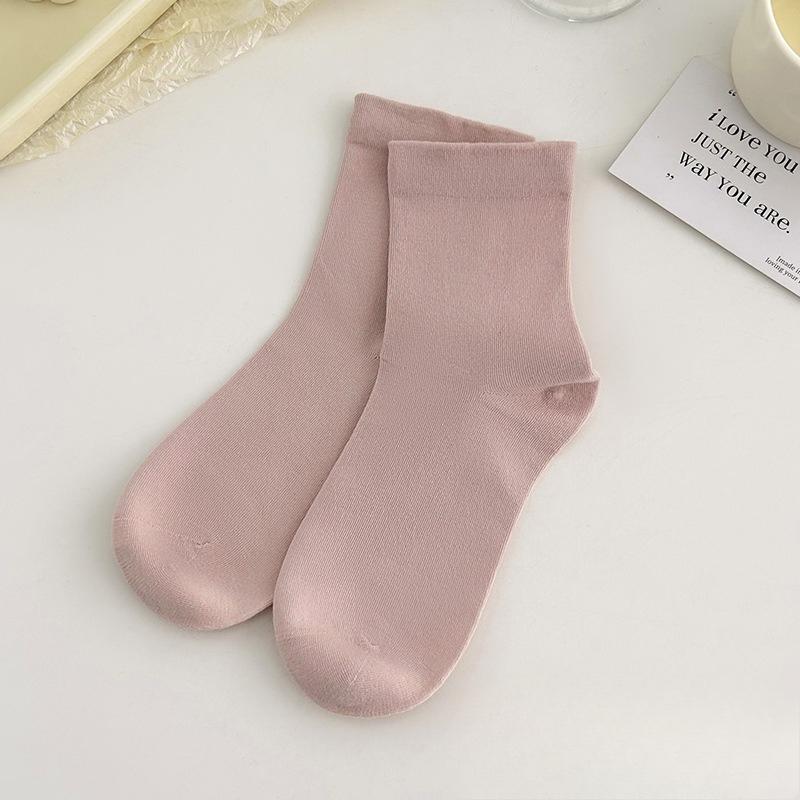 Women's Summer Solid Color Sweat Absorbing Deodorizing Boneless Moon Tube Cotton Socks