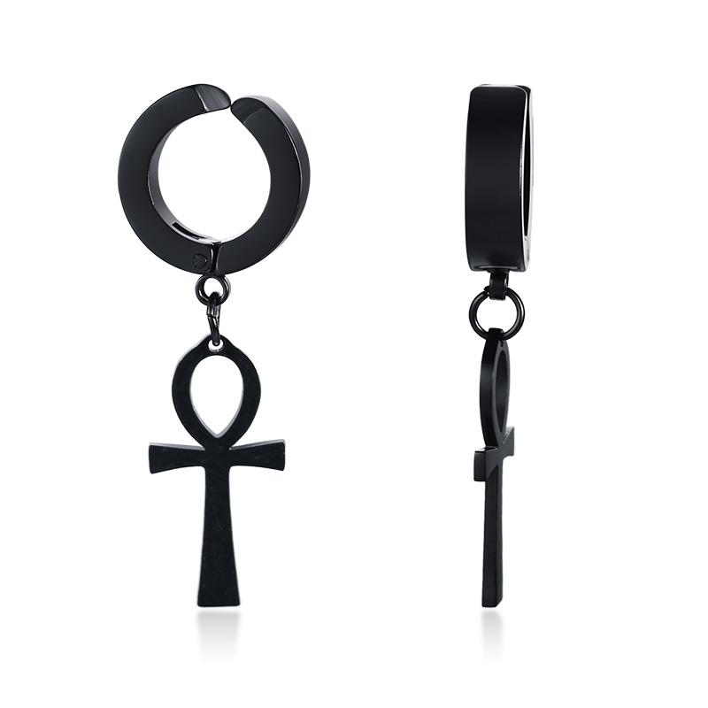 Gold Color Ankh Cross Earrings Men Stainless Steel Egyptian Cross Jewelry Women Egypt Hieroglyphs Crux Jewelry
