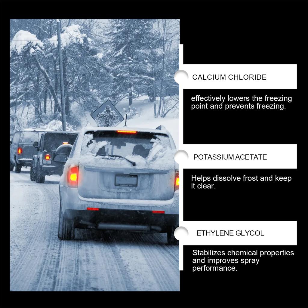 Windshield And Wiper De-icer Spray(120ml), Quickly Melts Frost And Eliminates Re-ice, Perfect For Car Windshields, Mirrors, Headlights And Doors
