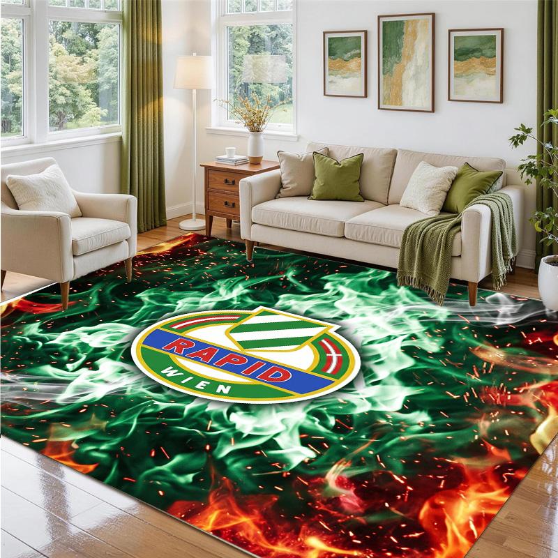 Rapid Wien FC Design Kristall-Samt Teppich Weiche Dekorationsmatte für Schlafzimmer Eingang