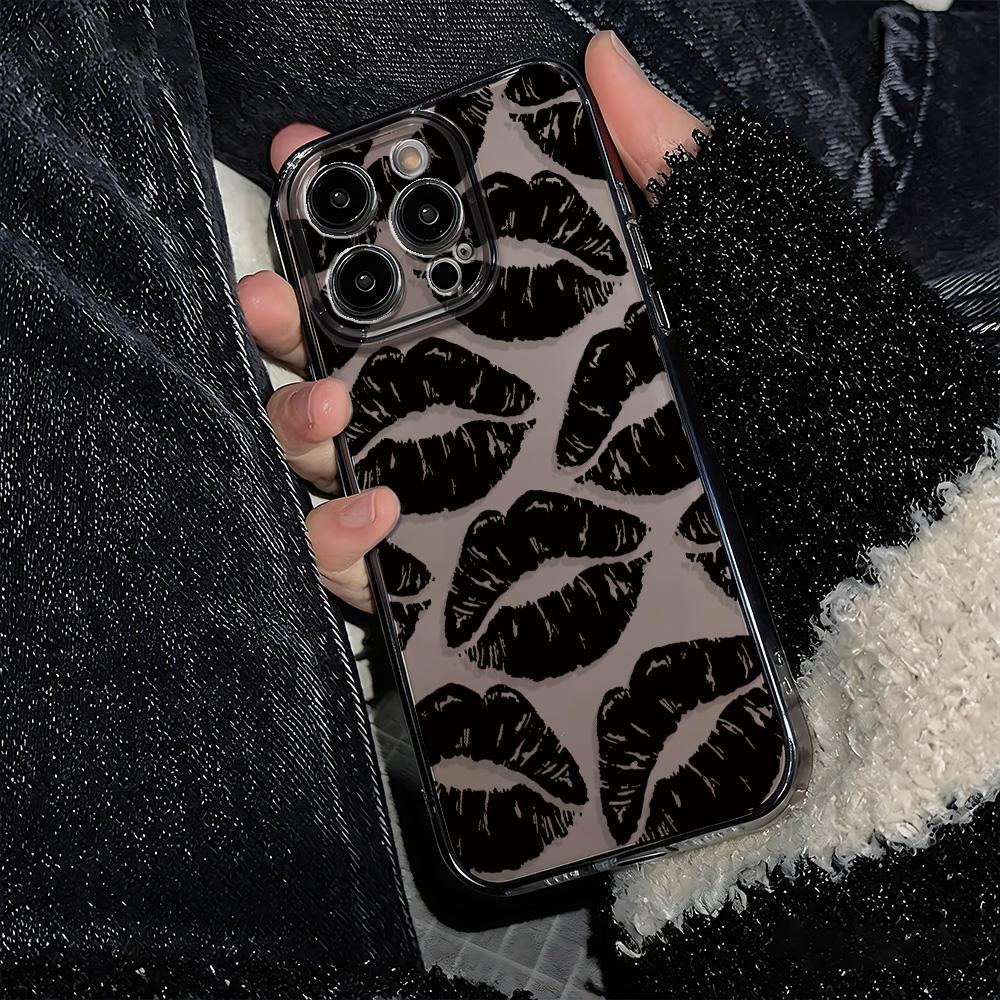 Black Sexy Lips Premium Clear Protective Phone Case For Iphone 11 Pro Max 17E 16E 17 Air 15 Plus 14 13 12 16 Funda Shell