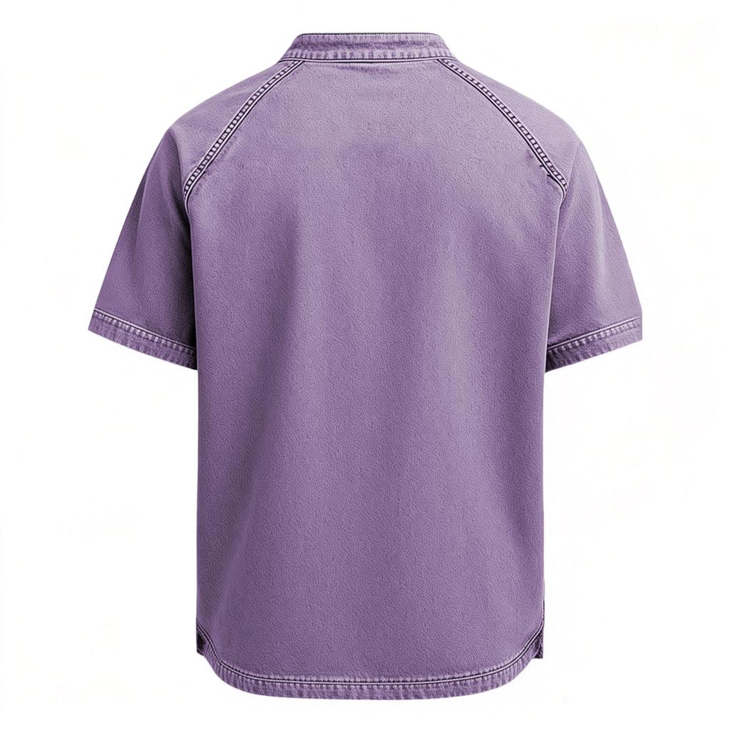 Pánské Bavlna Prané Tričko Top Krátký Rukáv Stojáček