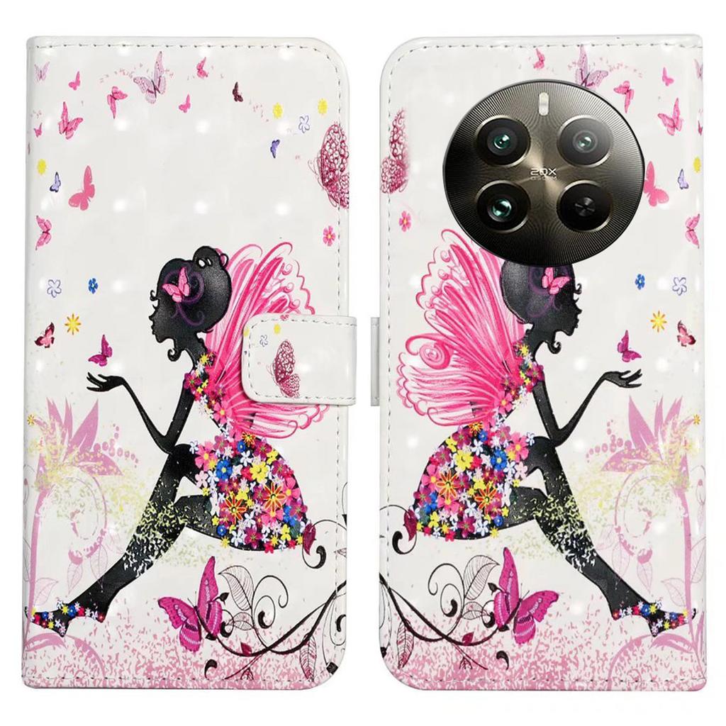 For Realme 12 4G/12+ 5G Case 3D Creative Pattern PU Leather Stand Phone Cover
