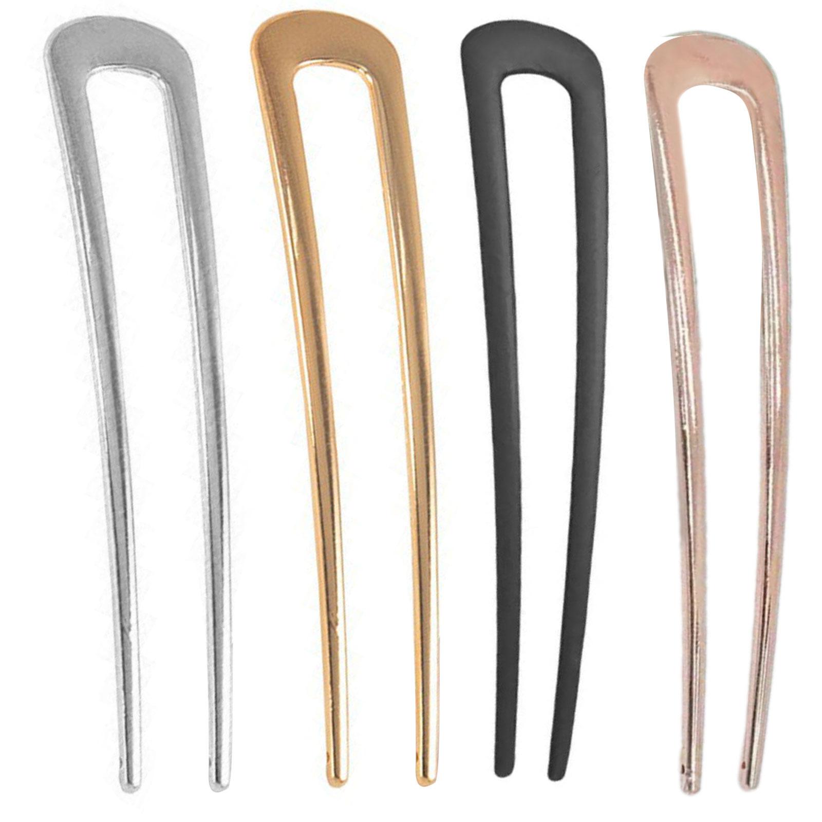 

4Pcs U Shaped Alloy Hairpins For Long Thick Hair Non Slip Design Lightweight Metal Barrettes Wedding Party Hair Accessories
