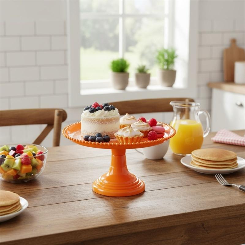 Slip Resistant Base Tall Dessert Display Stand Snacks Fruit Serving Plate Elegant Plastic Construction for Celebration