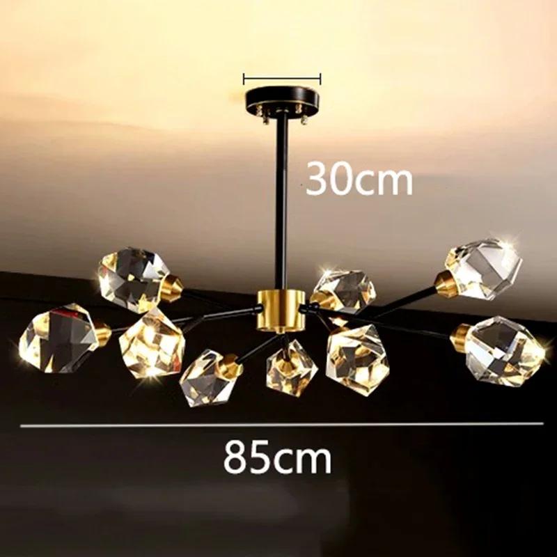 Nordic All-copper Molecular Long Crystal Chandelier Light Luxury Creative Post-modern Atmosphere Living Room LED Pendant Lights