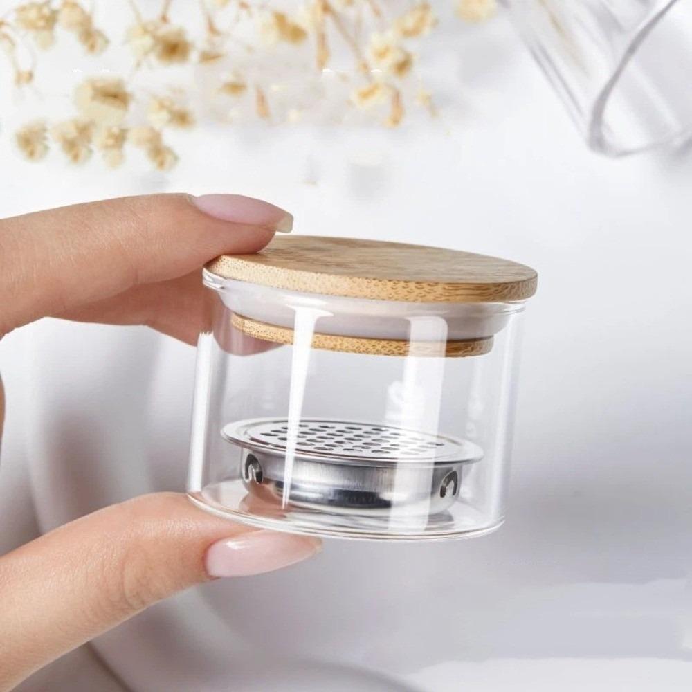 Round Nail Brush Cleaner Cup Transparent Glass Brushes Washing Cup Acrylic Brushes