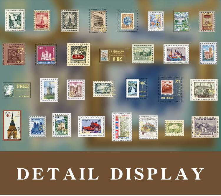 

30 Sheets Gold Foil Vintage Literary Stamp Theme Stickers Retro Postmark Design Self-Adhesive For Journal Scrapbook DIY Deco