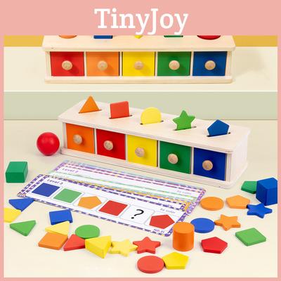 Four-in-one Children's Early Education Toy Colorful Shape Montessori Sorting Box For 2-3 Year Old Babies Wooden Material