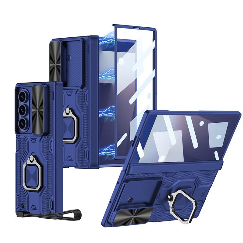 Galaxy Z Fold7 Magnetic Snap-On Case With Rotating Square Stand PC Hard Shell Cover Screen Film