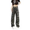 Amerikanische Ins Retro Camouflage Latzhose Herren und Damen Trendige Streetwear Lockere Gerade Jeans