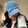 Cowboy baseball cap with bow, adjustable, niche Korean original design duckbill cap, making the face look smaller