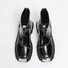Knöchel Plateau Damen Schneestiefel Luxus Eckige Zehenpartie Mittelhohe Absätze Leder Plüschschuhe Winter 2025 Trend Designer Neu Goth Botas Mujer