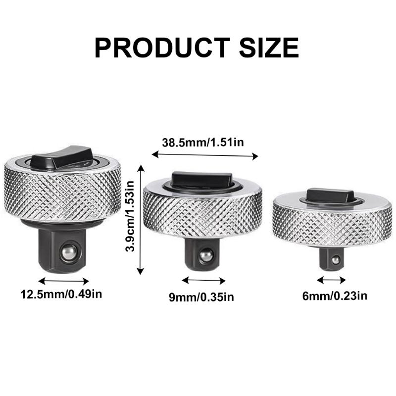 3Pcs Ratchet Set 1/4inch 3/8inch 1/2inch Drives Quick Releases Reversible Socket Wrench Tool Ratchet Handle Wrench