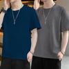 Trendy Men's Short-Sleeve Round Neck Casual Solid Color T-Shirt - Unisex Style