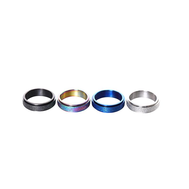 Unisex Titanium Steel Frosted Spinner Ring - Simple Decompression Design, Colorful Finish