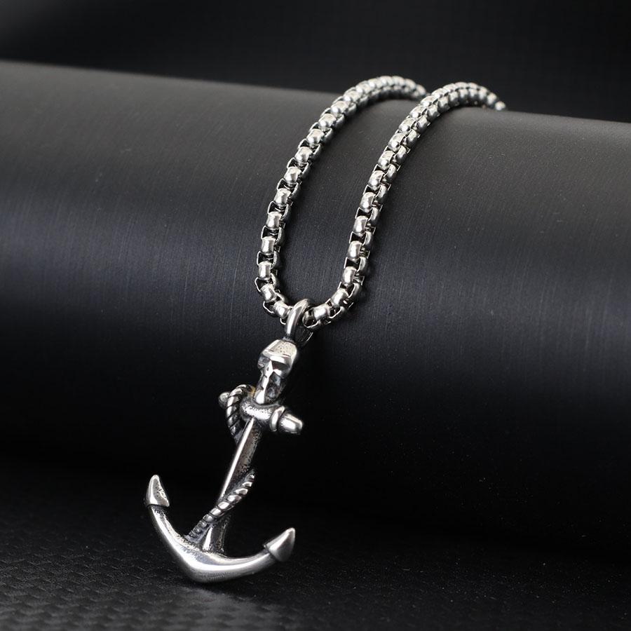 New Skull Necklace For Men 60cm Cuban Chain Hiphop Rock Stainless Steel Anchor Collar Outdoor Cycling Neck Accessories Homme