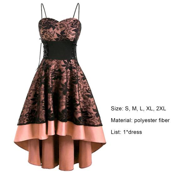 Vintage Dress Medieval High Waist Lace Hollow Out Evening Dress for Prom