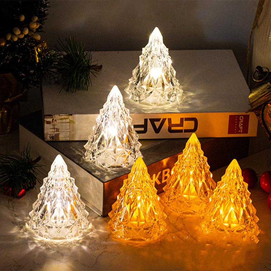 Crystal Mini Christmas Light LED Christmas Night Lamp Home Table Decor Christmas Tree Decoration Kids Friend Gift New Year