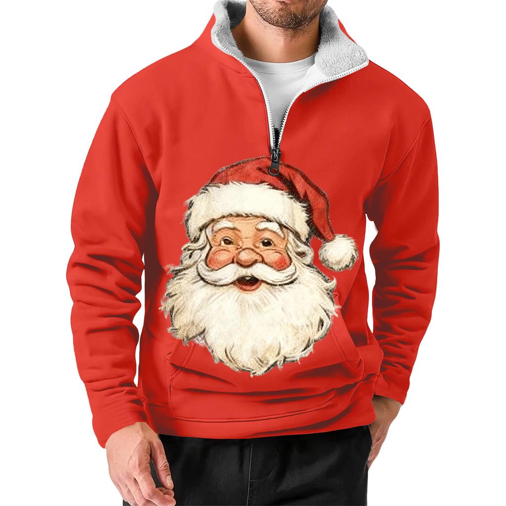 Pánská vánoční mikina se stojáčkem, horký prodej, venkovní ležérní top s límcem