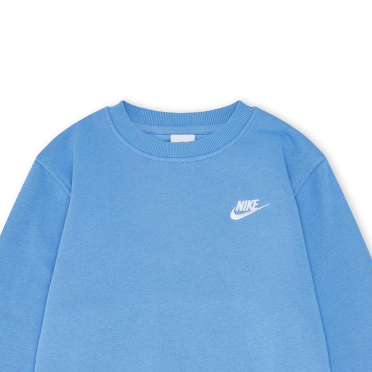 Nike Sportswear Club Fleece Fashion Crewneck Pullover Long Sleeve Kids Tops Bold-Blue White FD3006-489