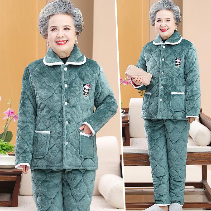 Winter women's cotton-padded pajamas thermal underwear set homewear coral fleece thickened