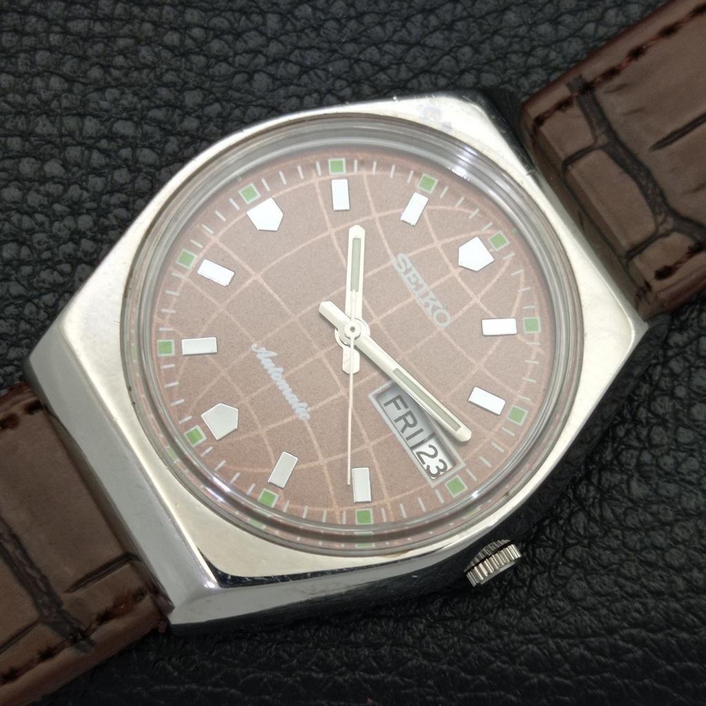 VINTAGE SEIKO AUTOMATIC JAPAN 6319A MENS BROWN COLOR DIAL WATCH a701363-5 R206a-a701363