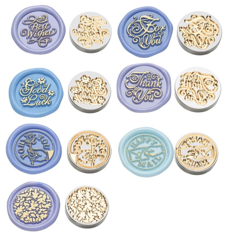 5Pcs Butterfly Rose Embossed Seal Stamp Replaceable Seal Stamp Head for Letter Envelope Christmas Card Party Invitations