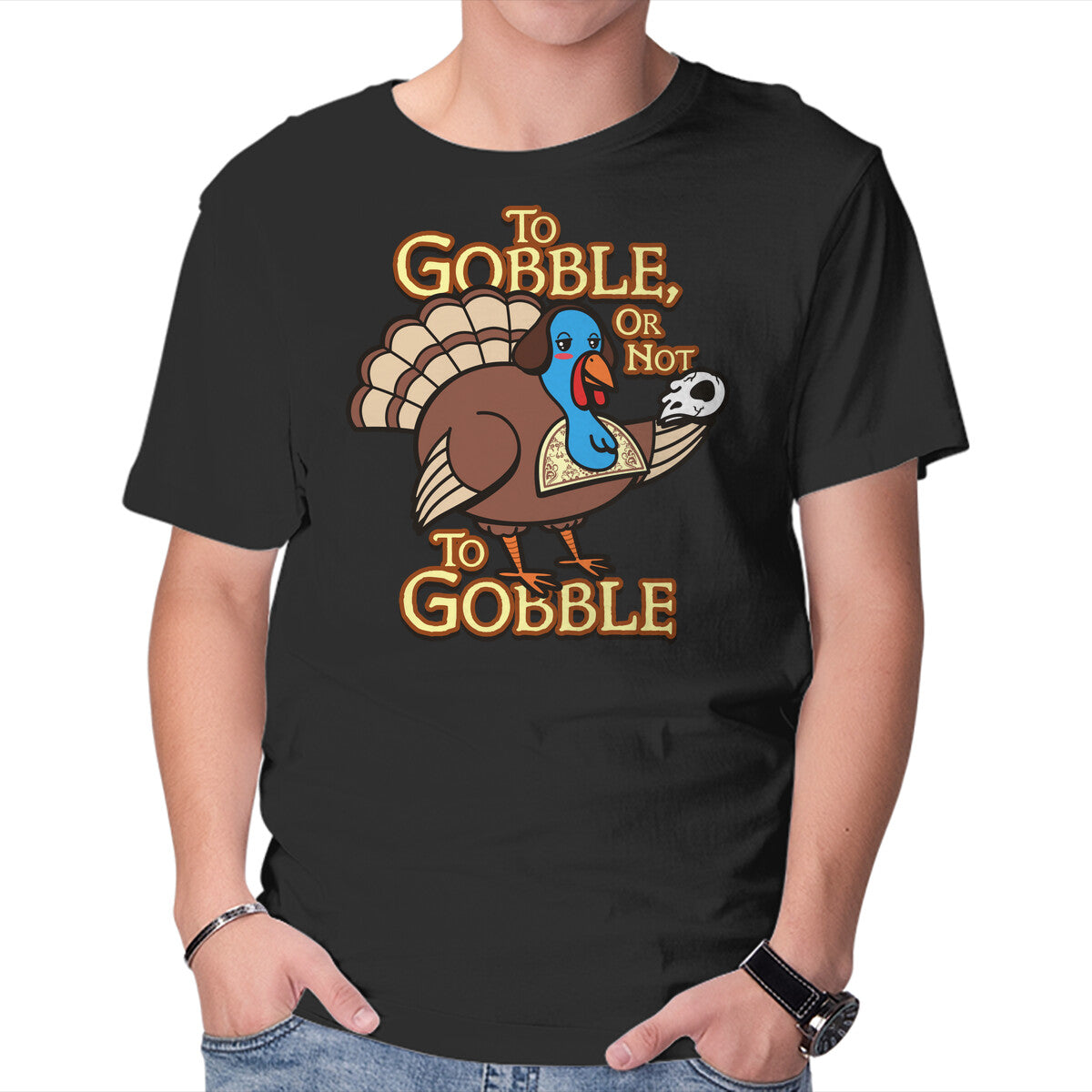 Unisex Crew Neck T-Shirt To Gobble Or Not To Gobble Graphic Short Sleeve Casual Tee S